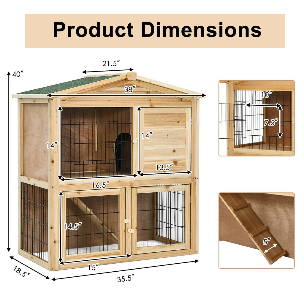 35 Inch Wooden Chicken Coop with Ramp - Durable Pet House with Ventilation & Waterproof Roof