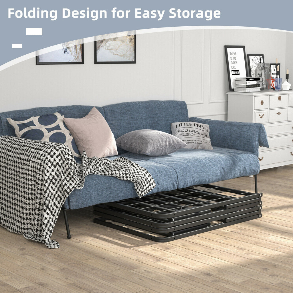 Full Size Foldable Metal Platform Bed with Tool-Free Assembly