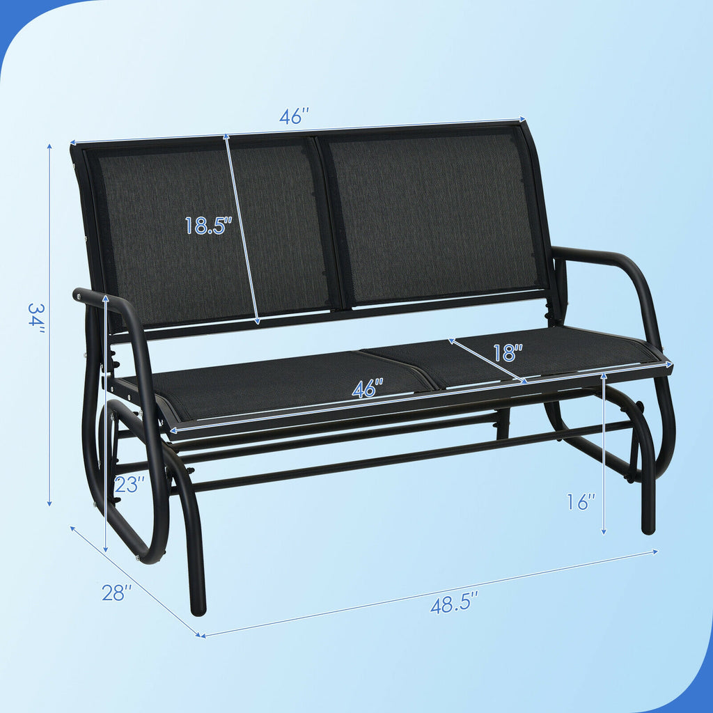 48 Inch Swing Glider Chair Loveseat Rocker - Black