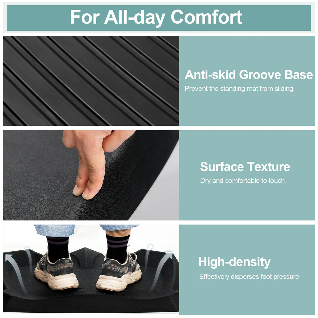 Anti-Fatigue Standing Mat with Massage Points & Diverse Terrain - 27.5x25.5x2 Inches, Black