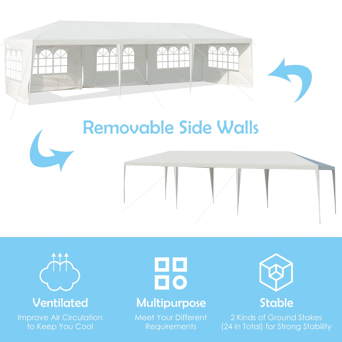 10 x 30 Feet Canopy Tent with 5 Removable Sidewalls