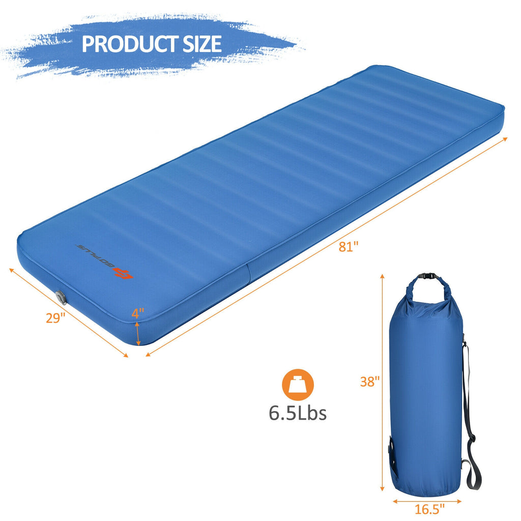 Self Inflating Camping Sleeping Mattress with Carry Bag - Blue