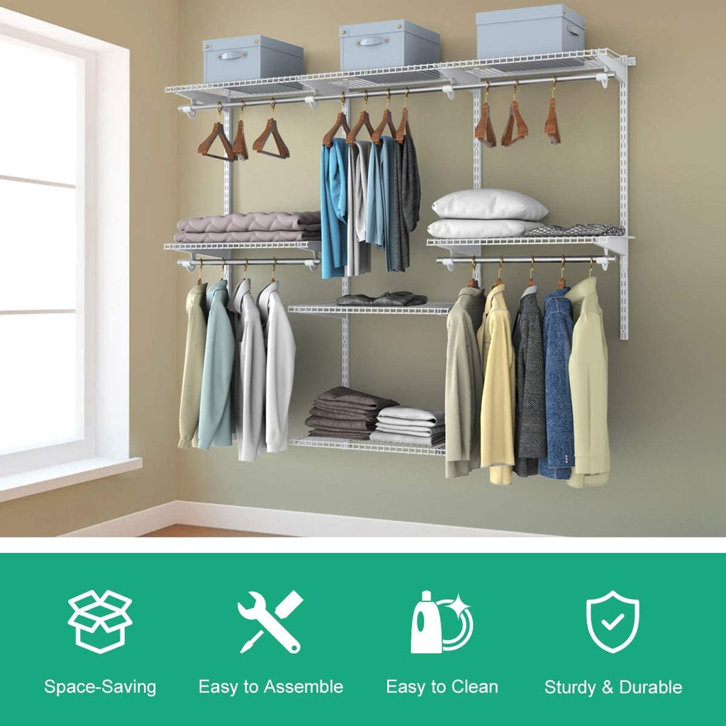 Adjustable Wall Mounted Closet Rack System 4-6 Feet