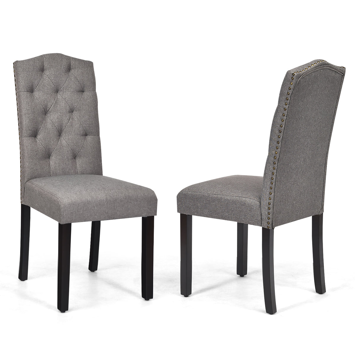 Set of 2 Modern Tufted Dining Chairs, Gray