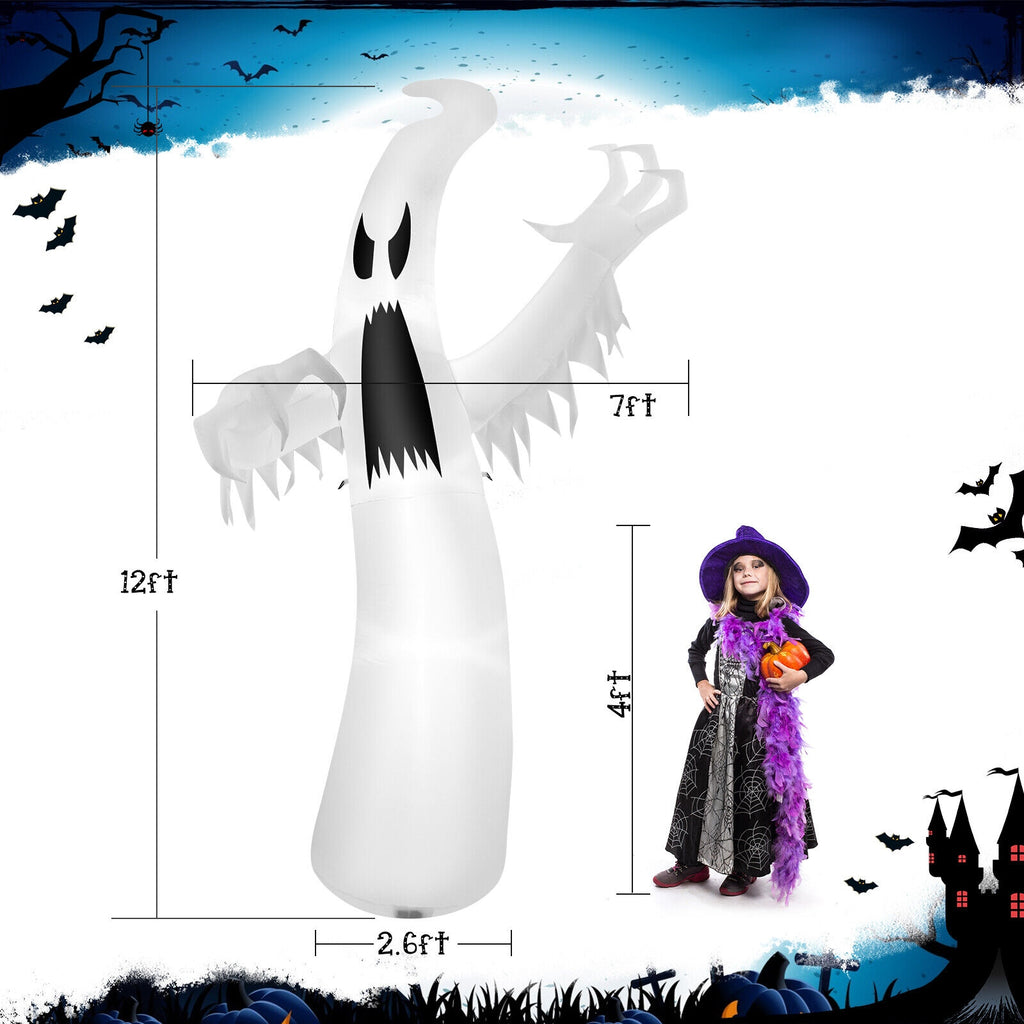 12 Feet Inflatable Ghost with LED Lights for Halloween Yard Decoration