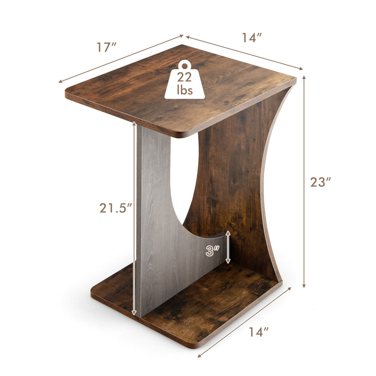 2-Tier End Table Rustic Brown – Compact Living Room Storage