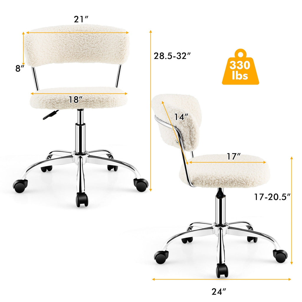 Computer Desk Chair Adjustable Sherpa Office Swivel Vanity