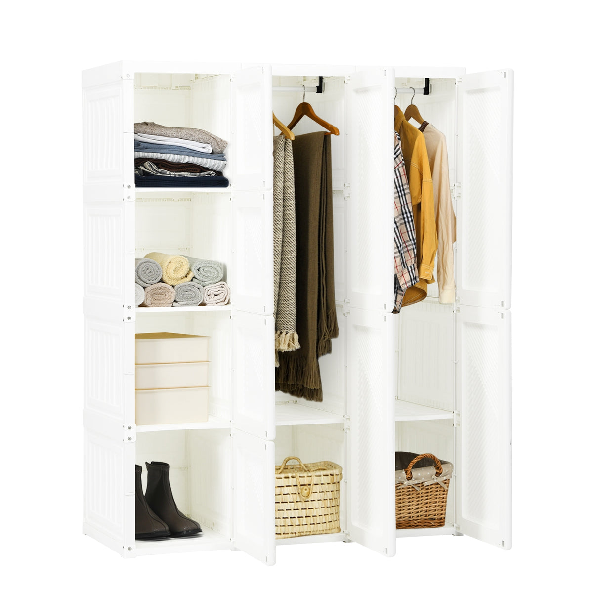 Foldable Closet Organizer with 8 Cubbies & 2 Rods