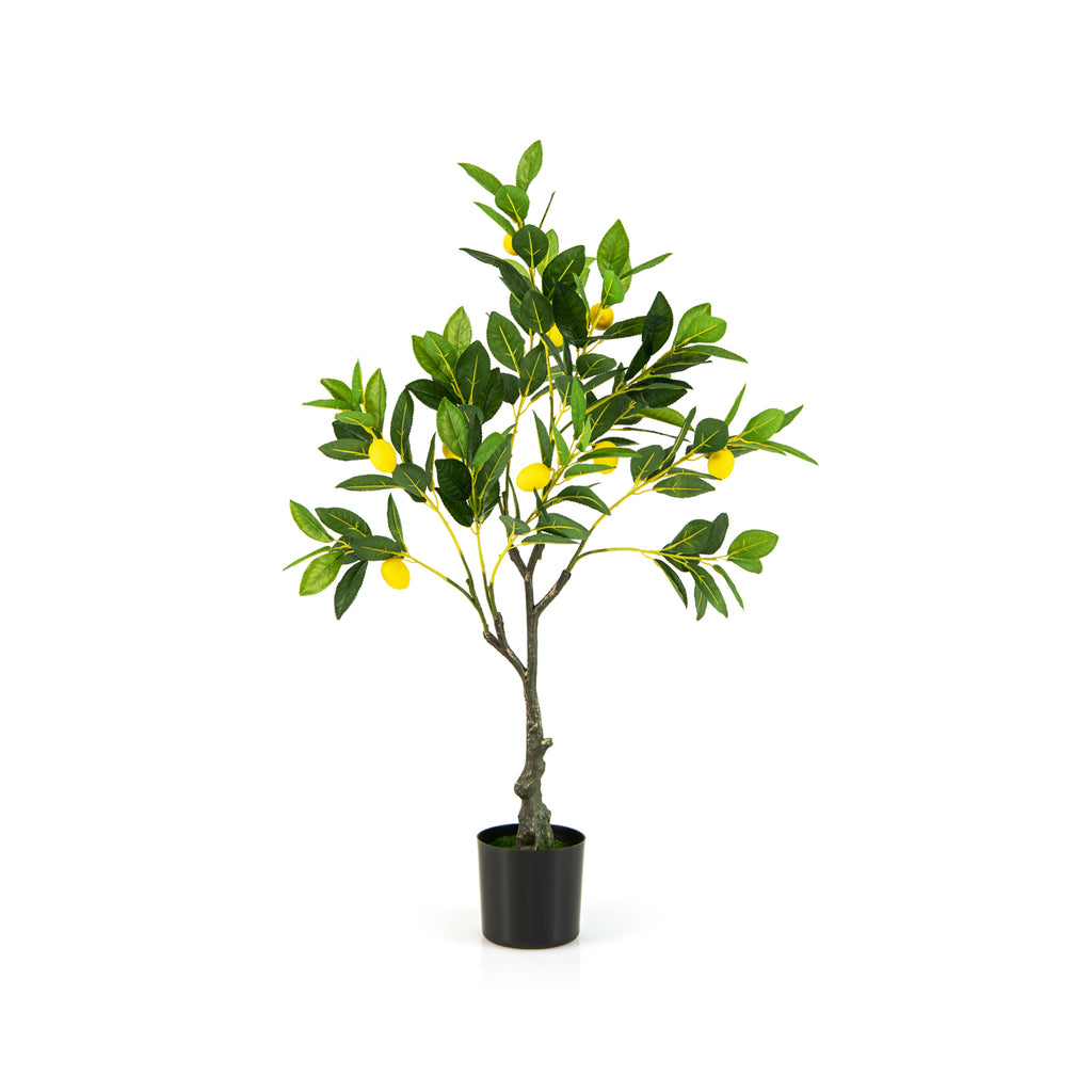 Artificial Lemon Tree 2.6 ft Fake Lemon Plant with Fruits - Realistic Indoor Decor