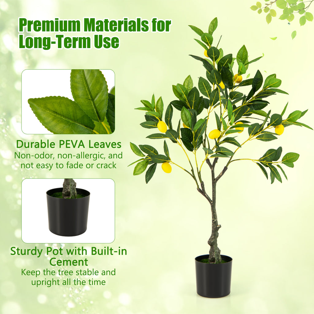 Artificial Lemon Tree 2.6 ft Fake Lemon Plant with Fruits - Realistic Indoor Decor