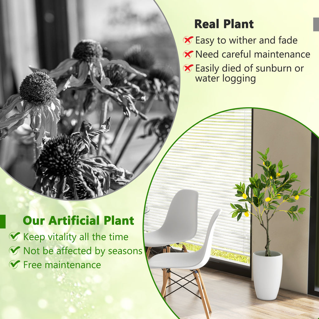 Artificial Lemon Tree 2.6 ft Fake Lemon Plant with Fruits - Realistic Indoor Decor
