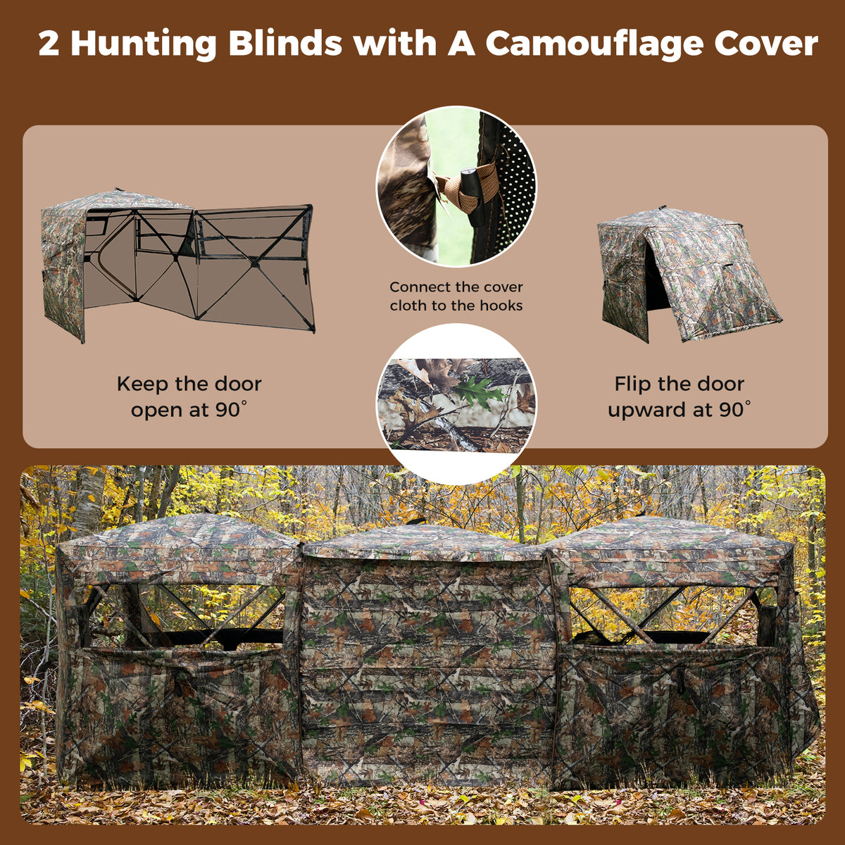 2-6 Person Side-by-Side Hunting Blinds Double One-way See-through
