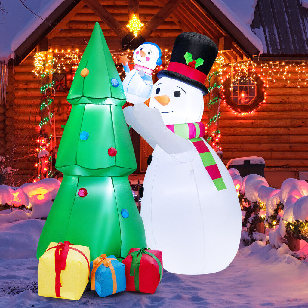 Inflatable Christmas Snowman & Tree Decoration Set with LED Lights - 6 Feet Tall