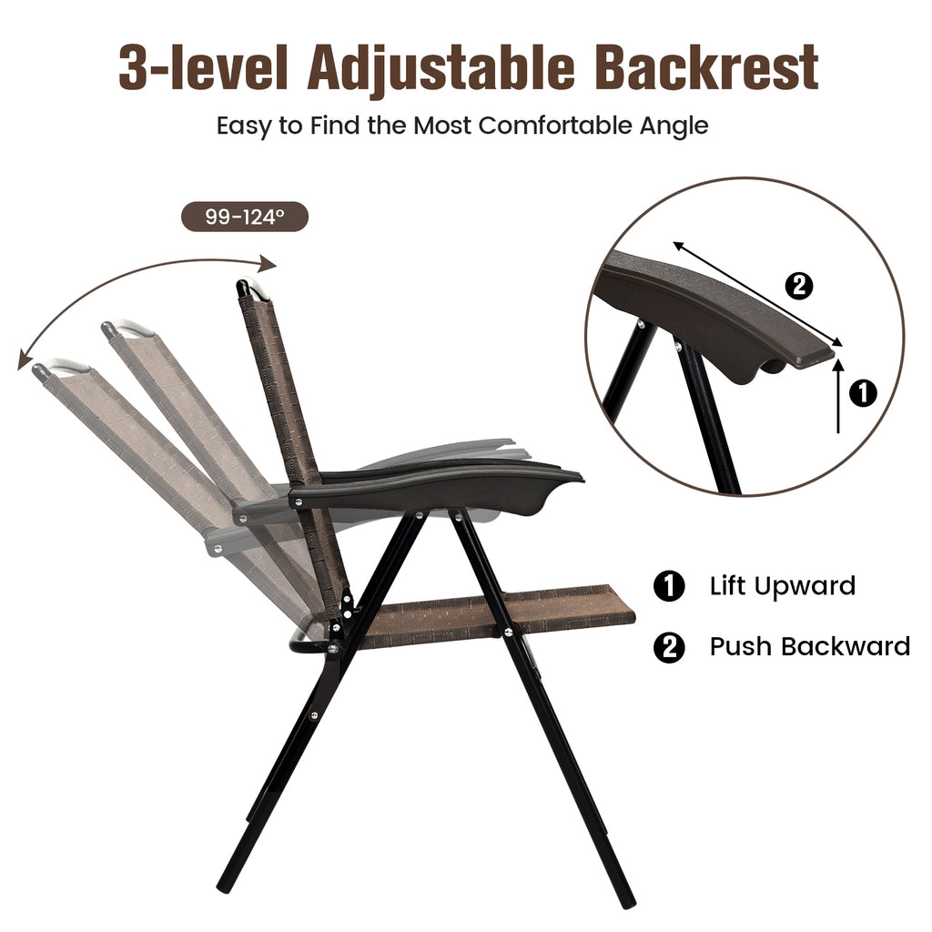 4-Piece Folding Dining Chairs with Adjustable Sling Back