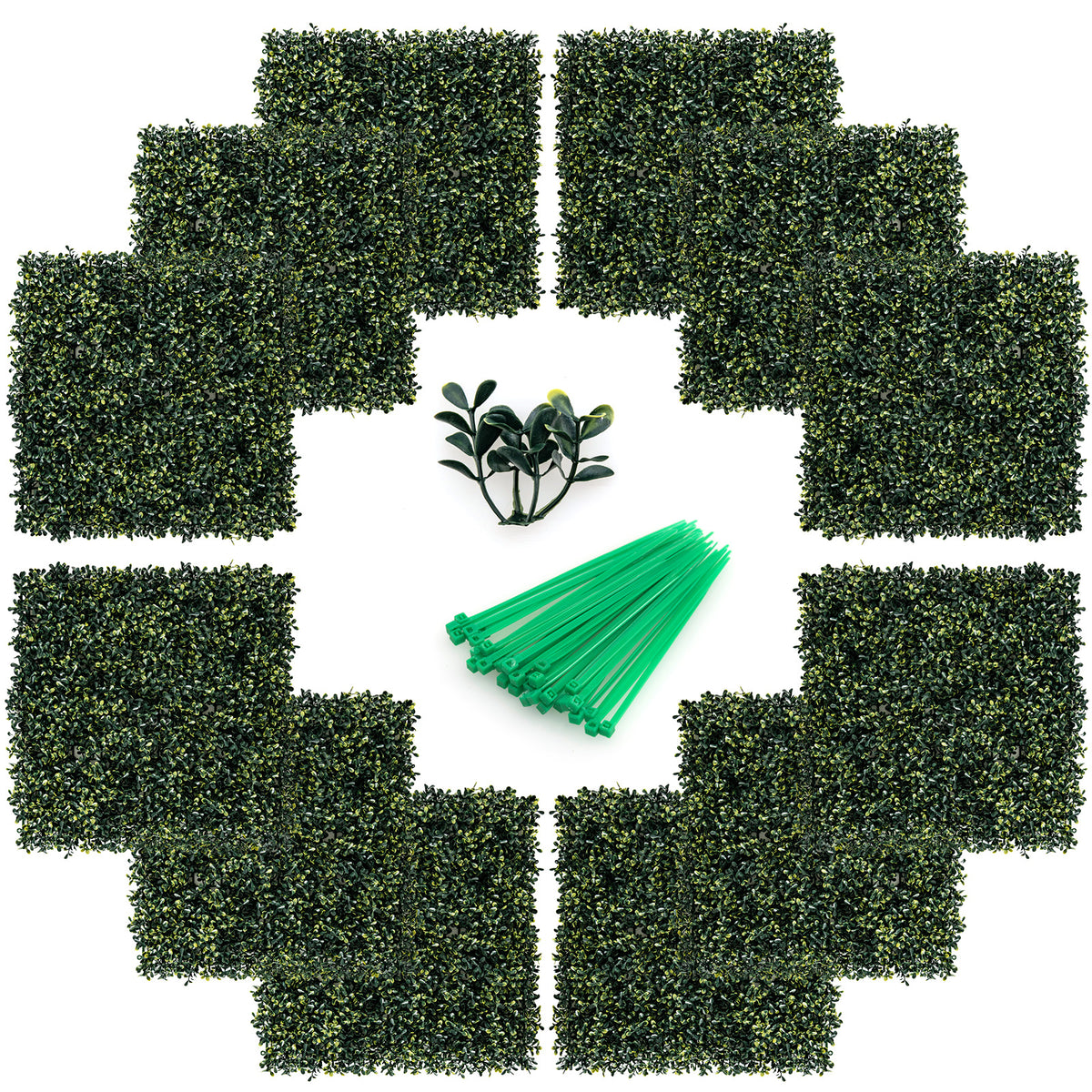 Artificial Peanut Leaf Fence Panels - 12 Pieces UV-Resistant Garden Decor