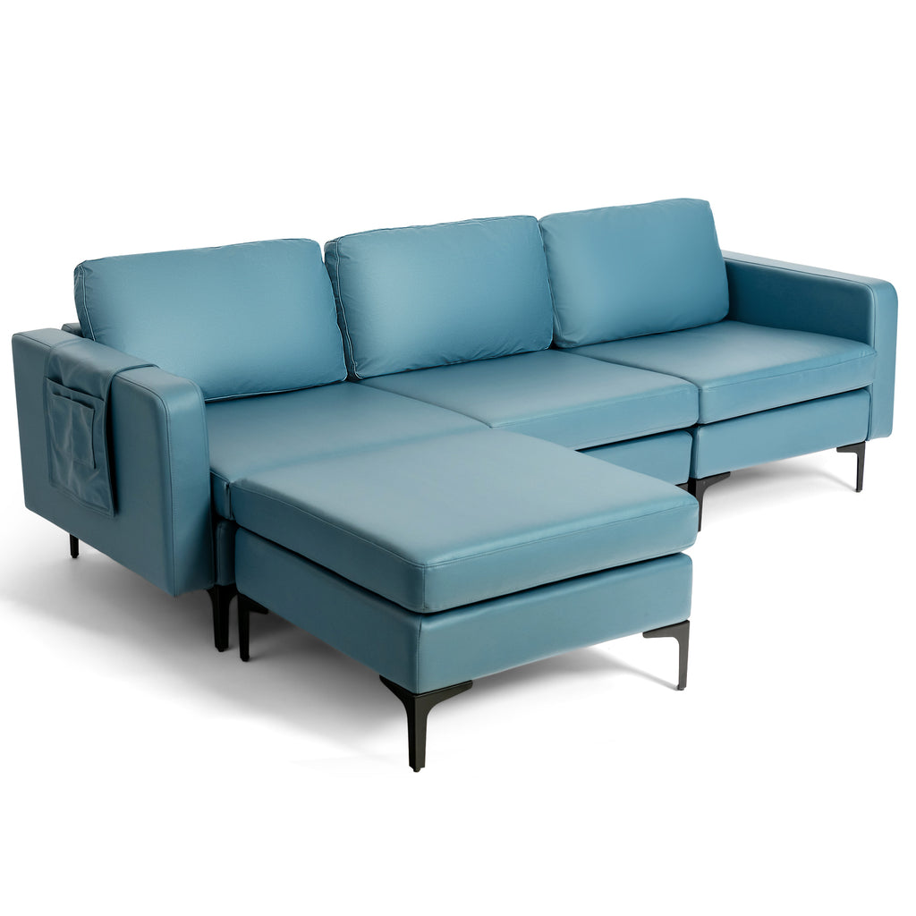 3-Seat L-Shaped Sectional Sofa with Reversible Chaise and USB Ports - Dark Gray
