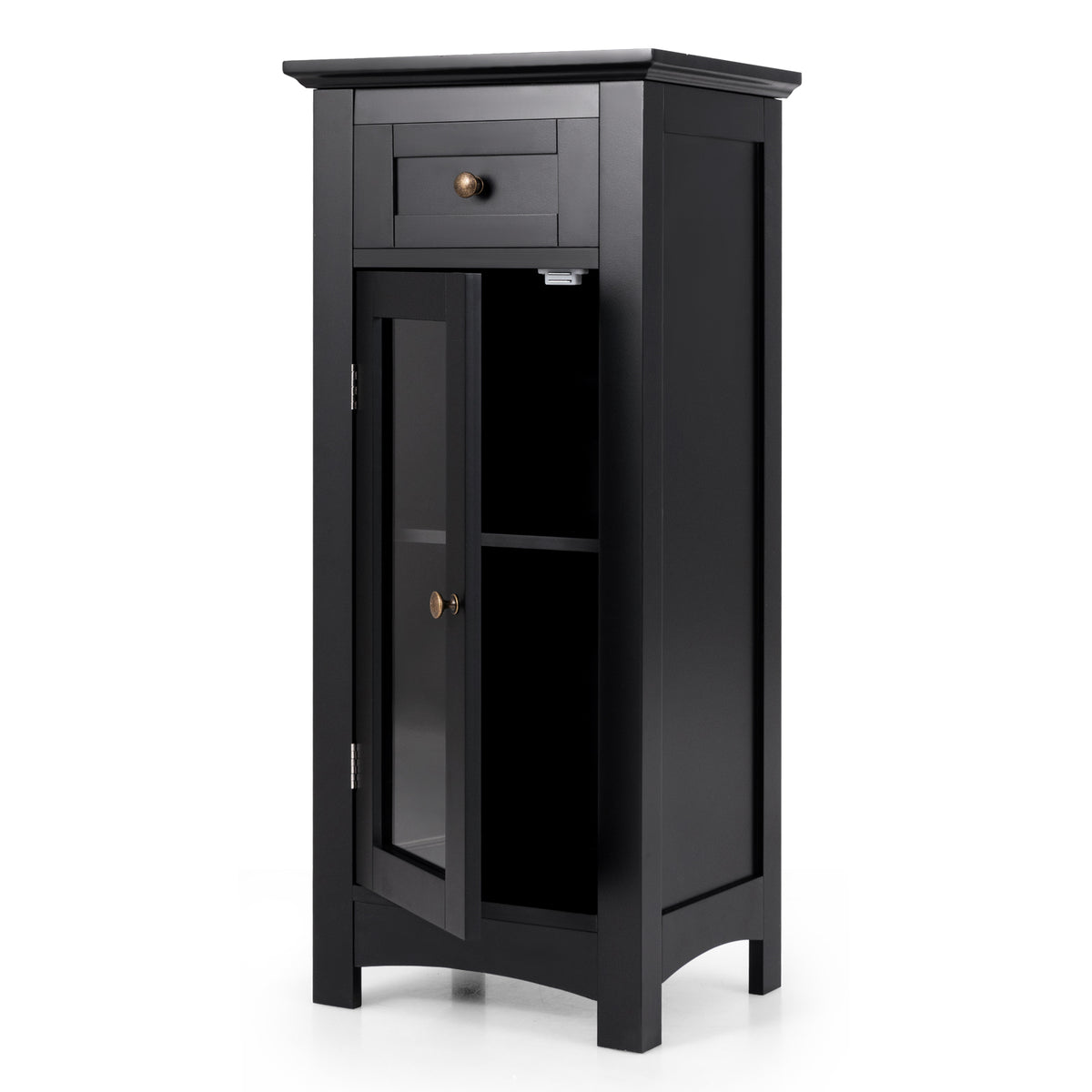 Bathroom Freestanding Storage Cabinet with Single Glass Door