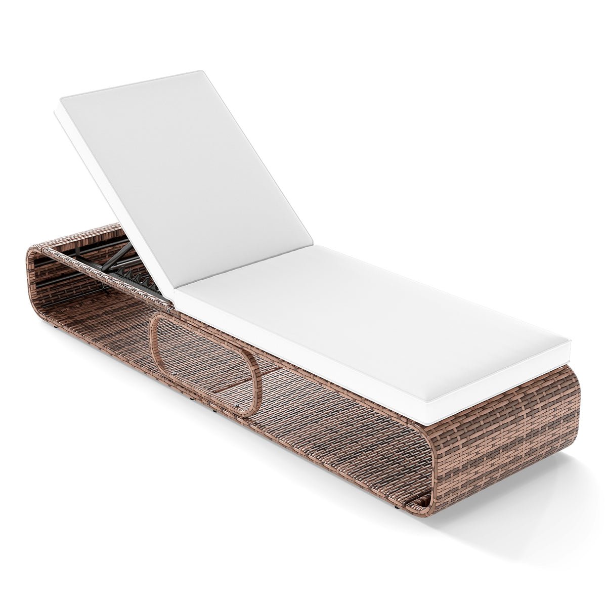 7-Position Adjustable PE Rattan Outdoor Chaise Lounge - Navy