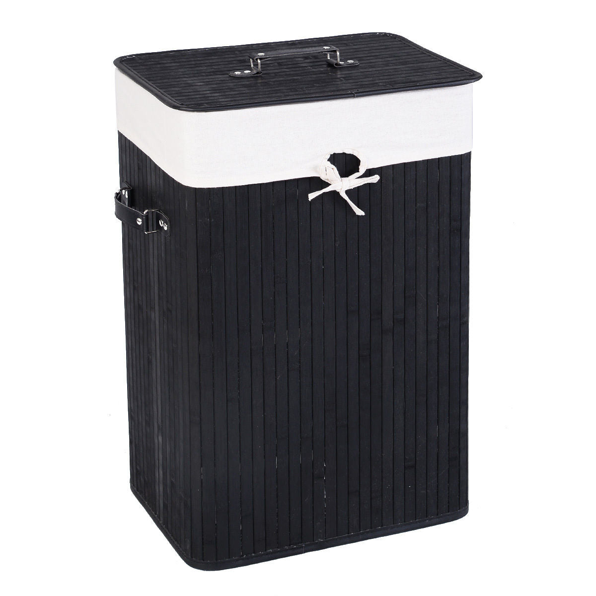 19 Gal Rectangle Laundry Basket Bamboo Clothes Hamper with Handles
