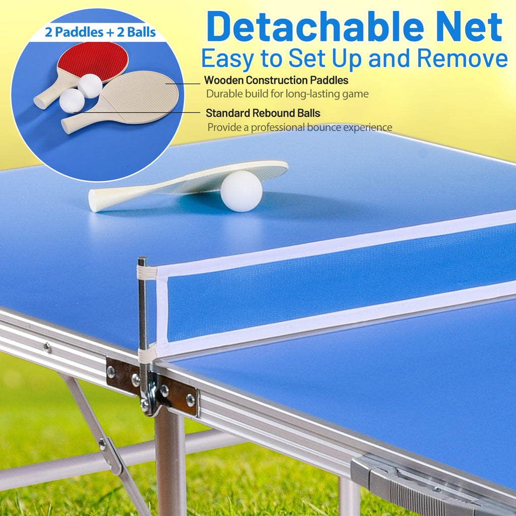 Foldable 60 Inch Portable Ping Pong Table with Accessories - Blue