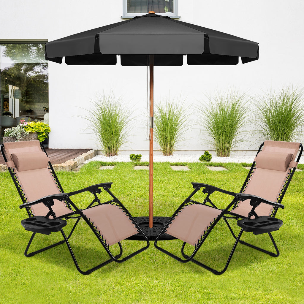 Zero Gravity Folding Lounge Chair Set of 2 - Beige