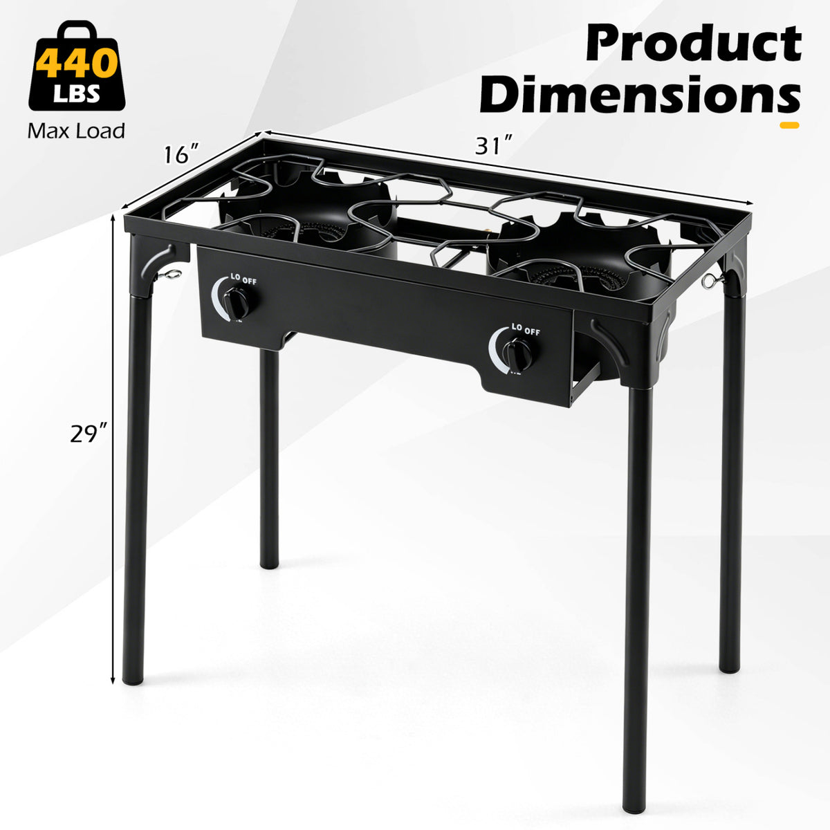 2 Burner Propane Stove 160000 BTU with Adjustable Regulator & Hose