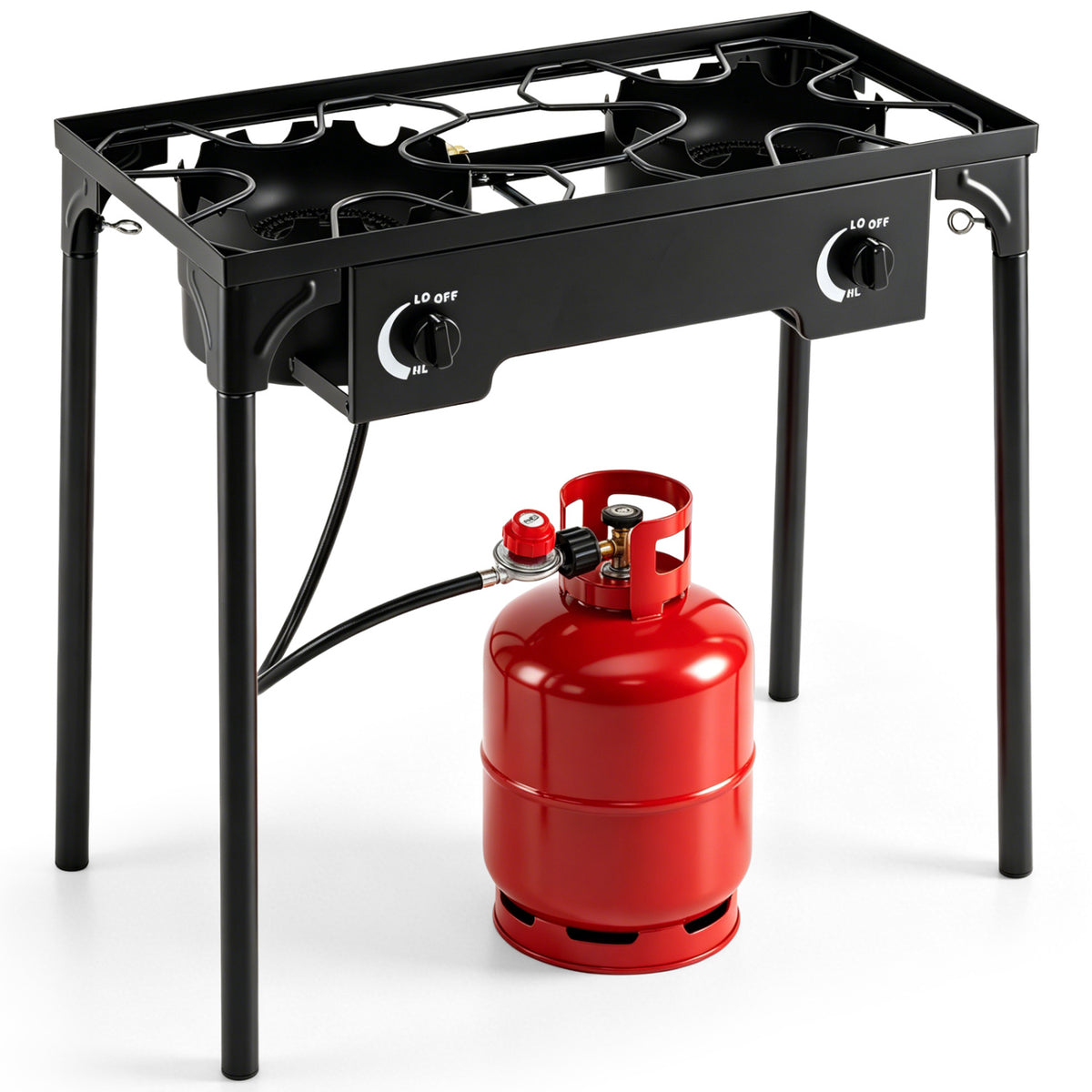 2 Burner Propane Stove 160000 BTU with Adjustable Regulator & Hose