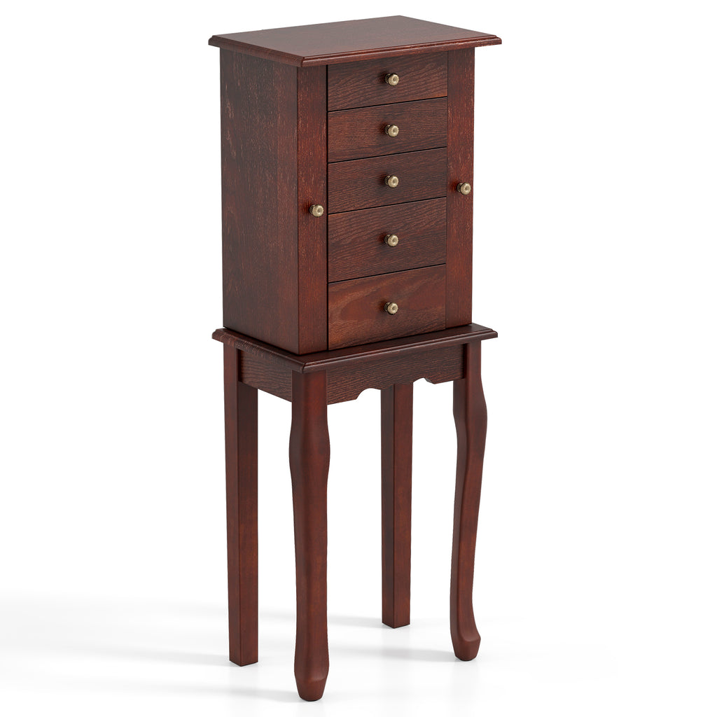 Jewelry Armoire Cabinet with Mirror - Brown