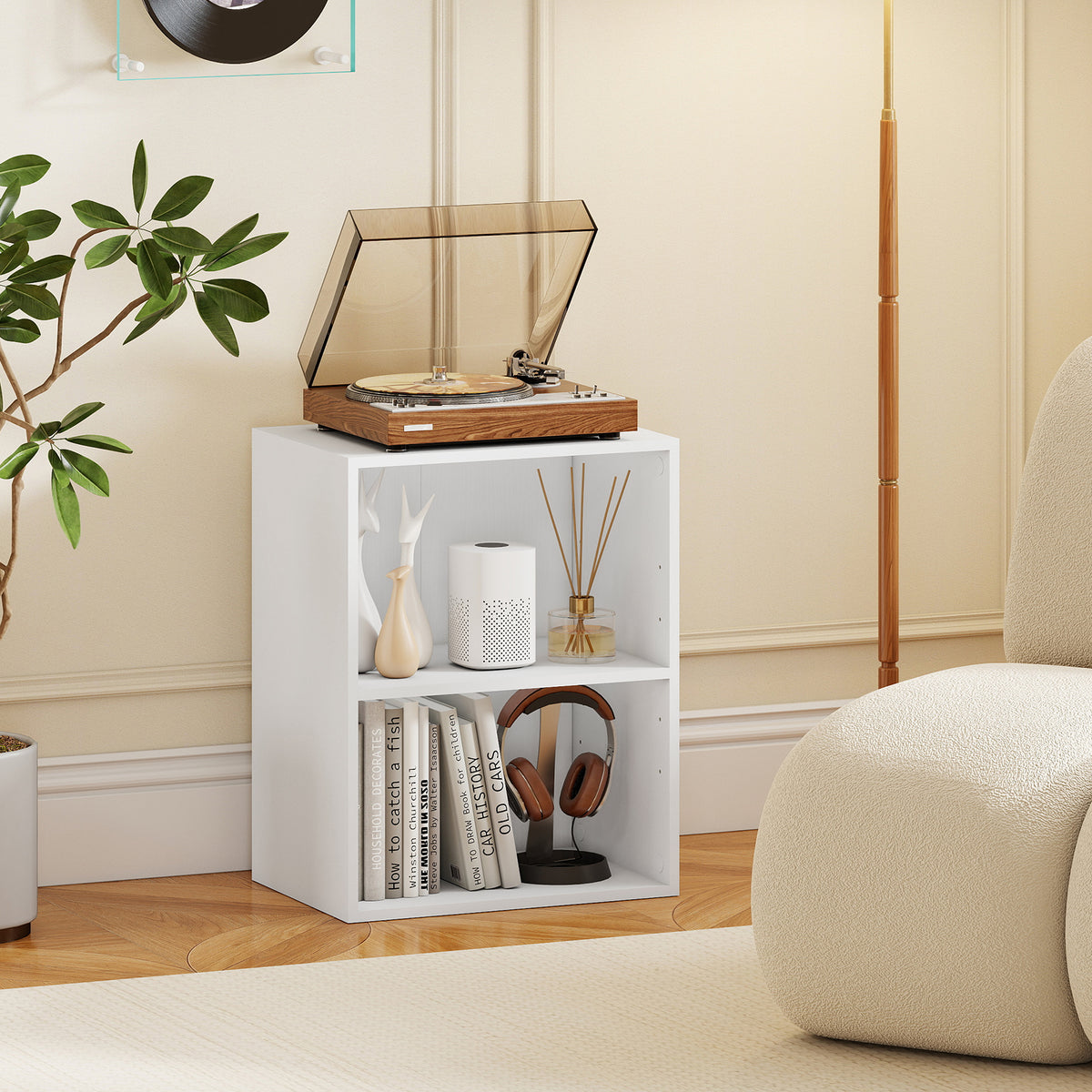2-Cube Bookcase Floor Standing Open Bookshelf with 5-Position