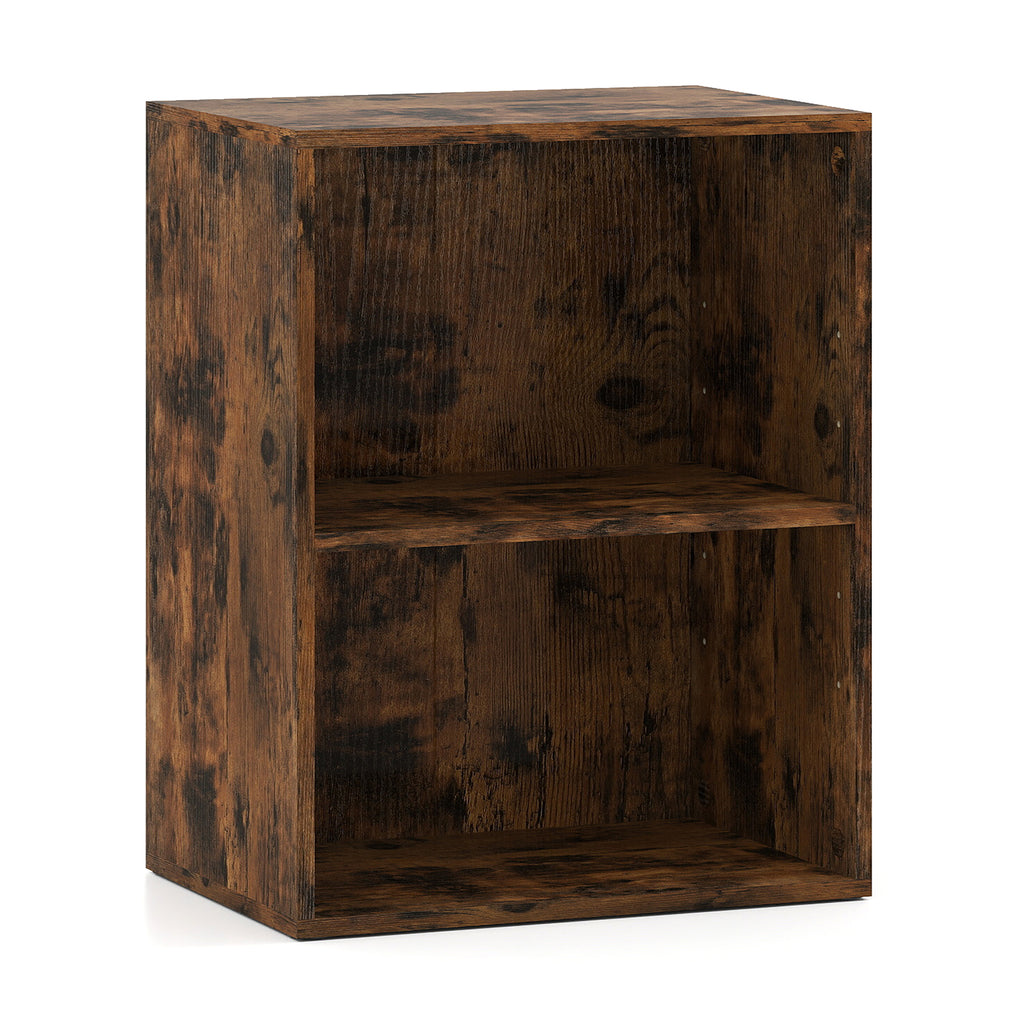 2-Cube Bookcase Floor Standing Open Shelf - Brown