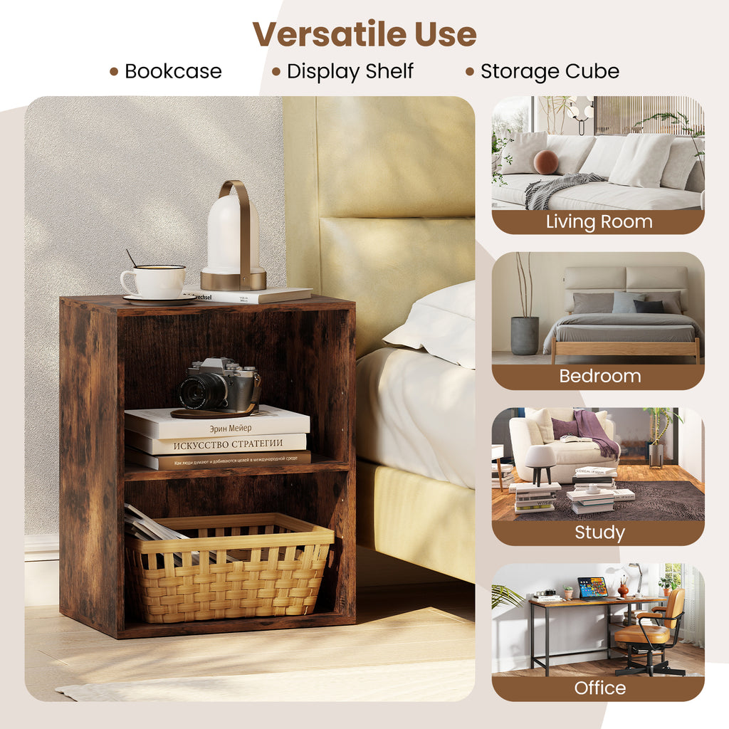 2-Cube Bookcase Floor Standing Open Shelf - Brown
