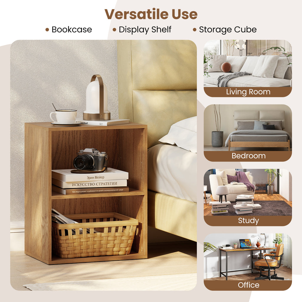2-Cube Bookcase Floor Standing Open Bookshelf - Natural