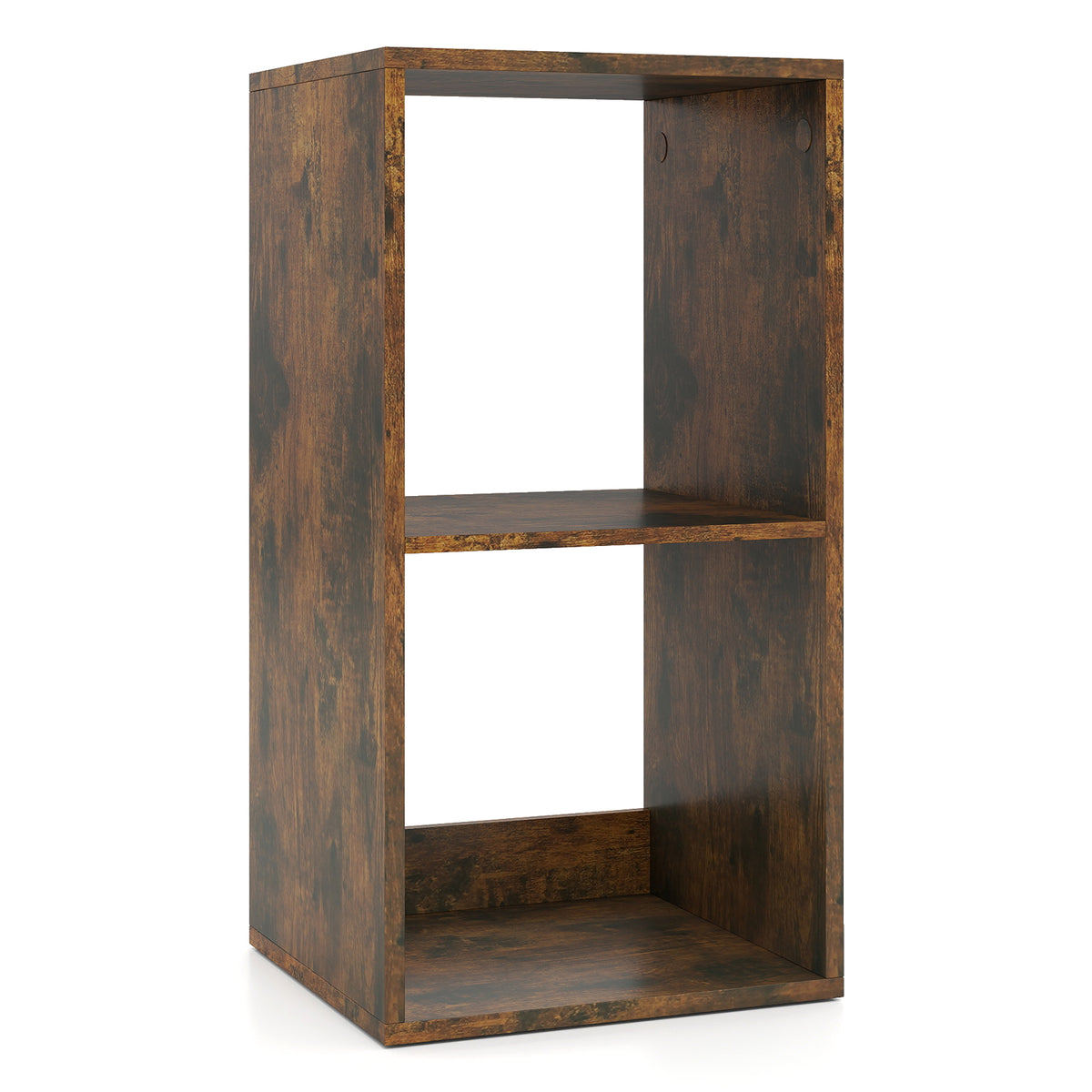 2 Cube Bookshelf with Back Guardrail, Rustic Brown