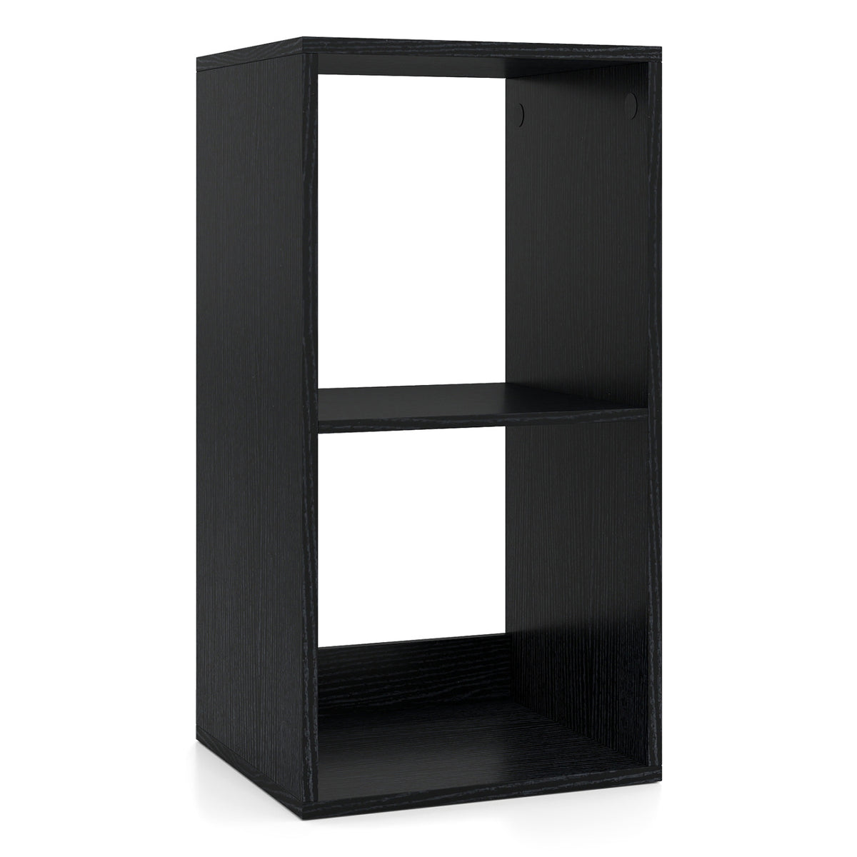 2 Cube Bookshelf with Back Guardrail - Black