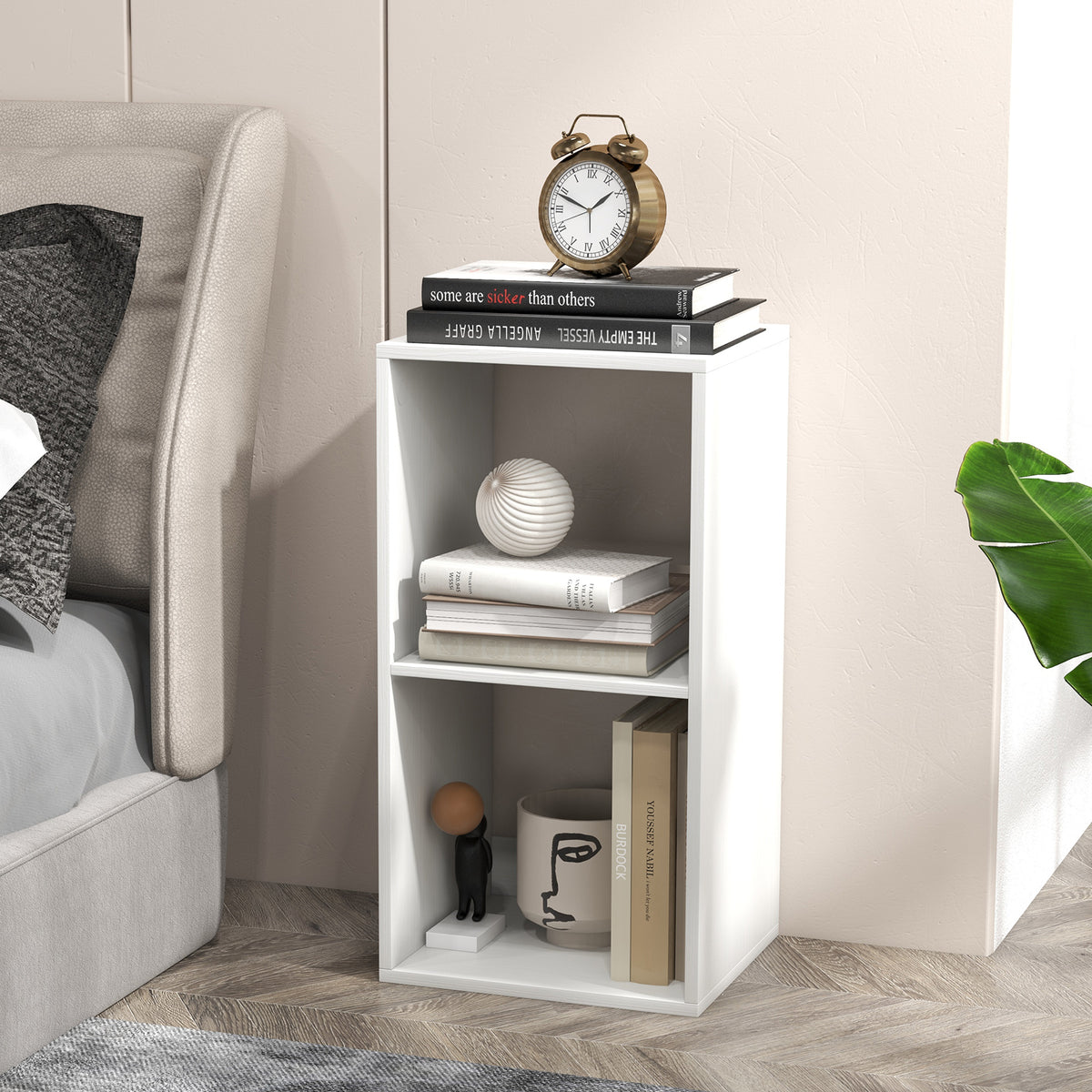 2 Cube Bookshelf with Back Guardrail, Rustic Brown