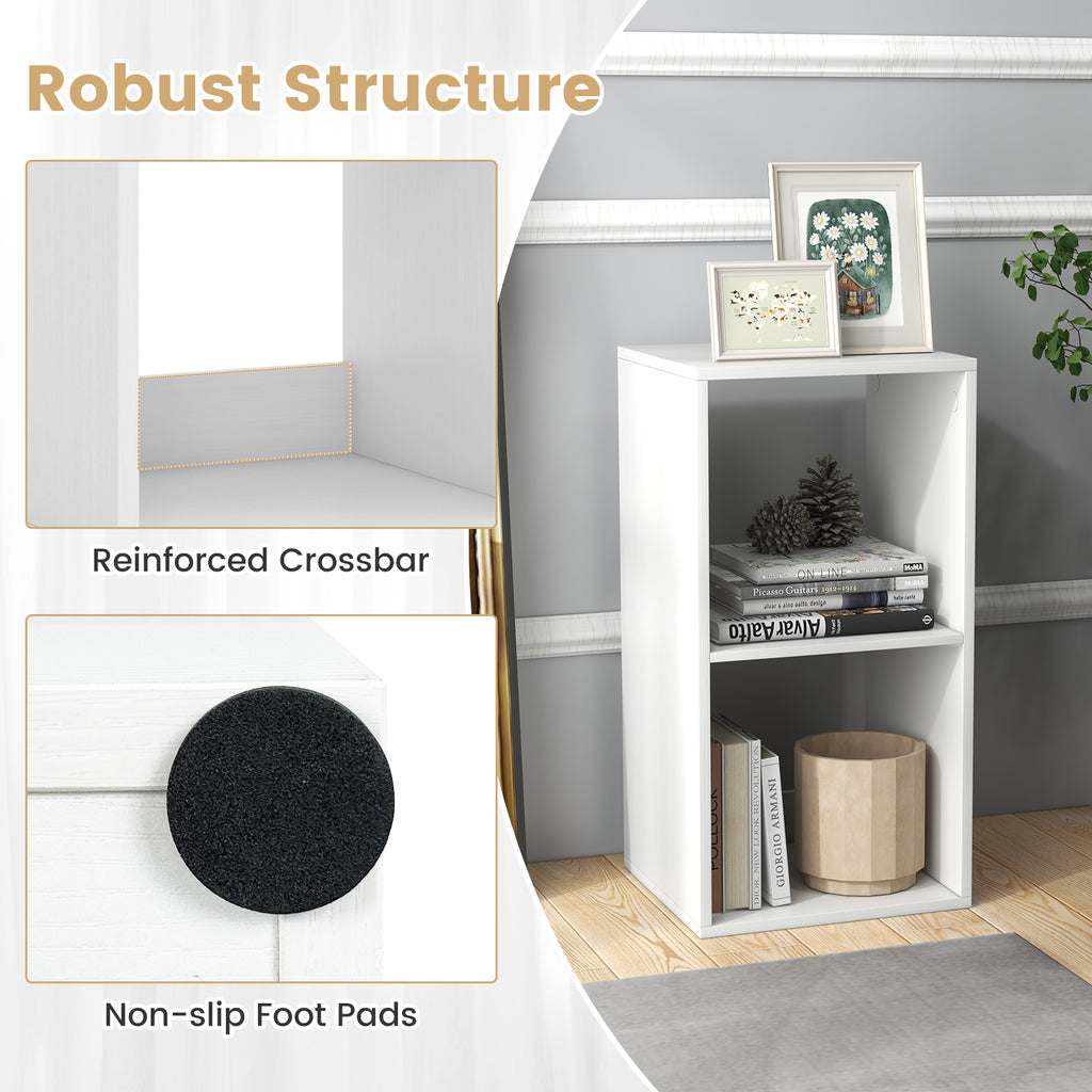2 Cube Bookshelf with Back Guardrail - White