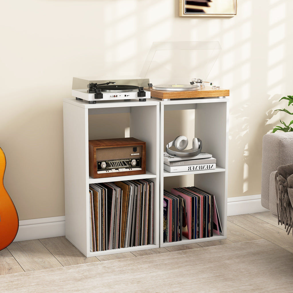 2 Cube Bookshelf with Back Guardrail - White