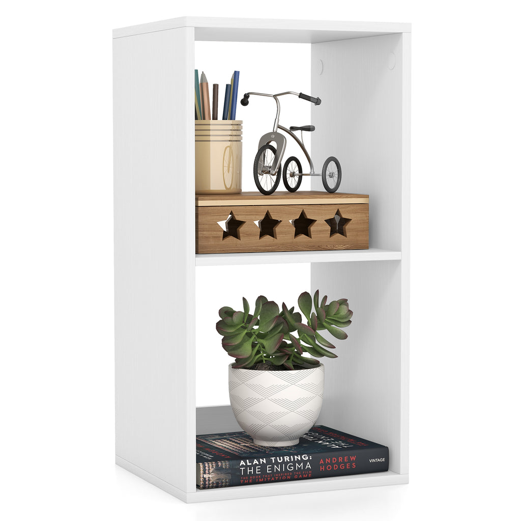2 Cube Bookshelf with Back Guardrail - White