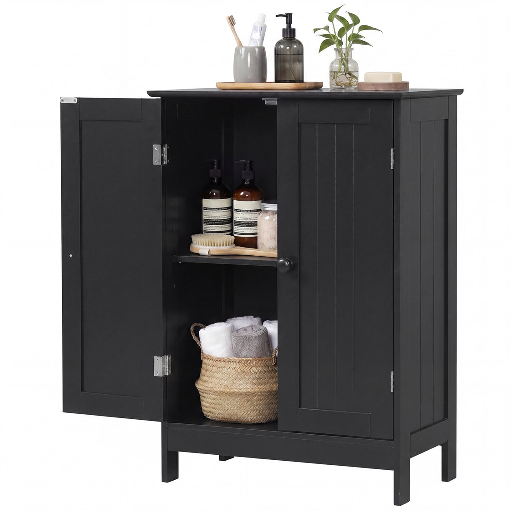 2-Door Bathroom Cabinet with Adjustable Shelf, 34.5-Inch H, Black