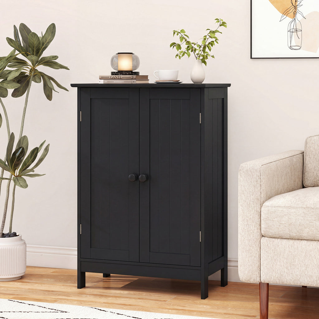 2-Door Bathroom Cabinet with Adjustable Shelf, 34.5-Inch H, Black