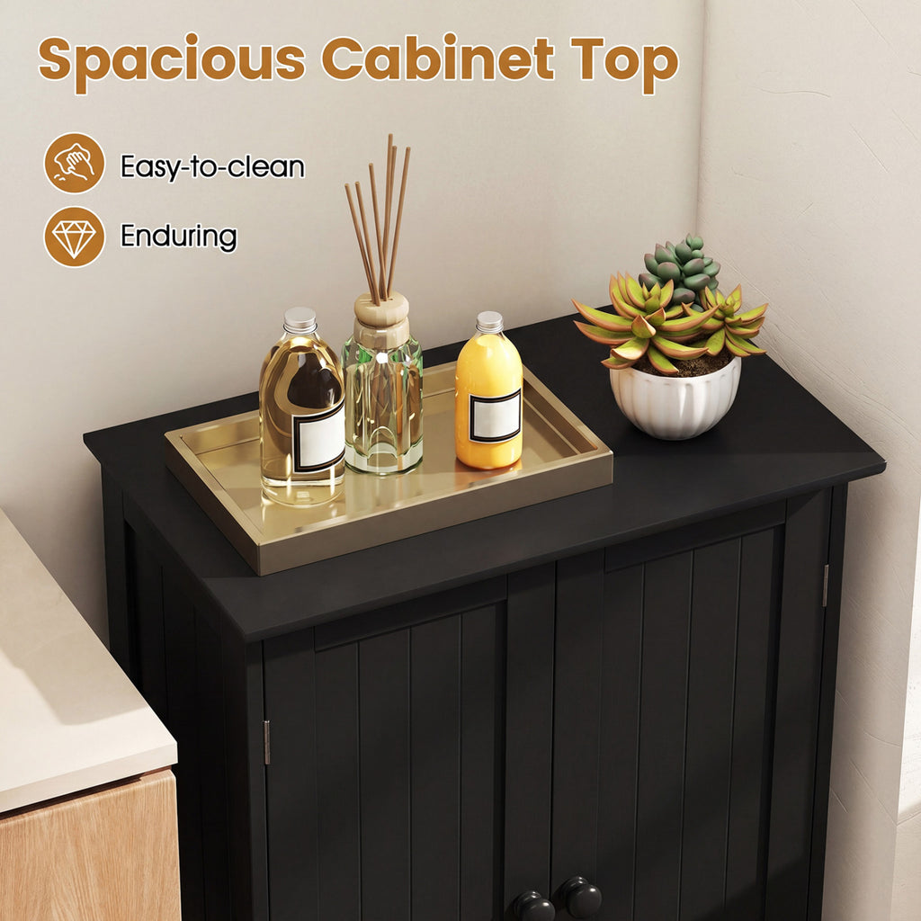 2-Door Bathroom Cabinet with Adjustable Shelf, 34.5-Inch H, Black