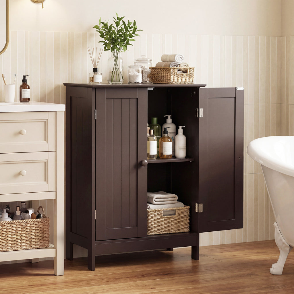 2-Door Bathroom Cabinet with Adjustable Shelf, 34.5-Inch H, Gray