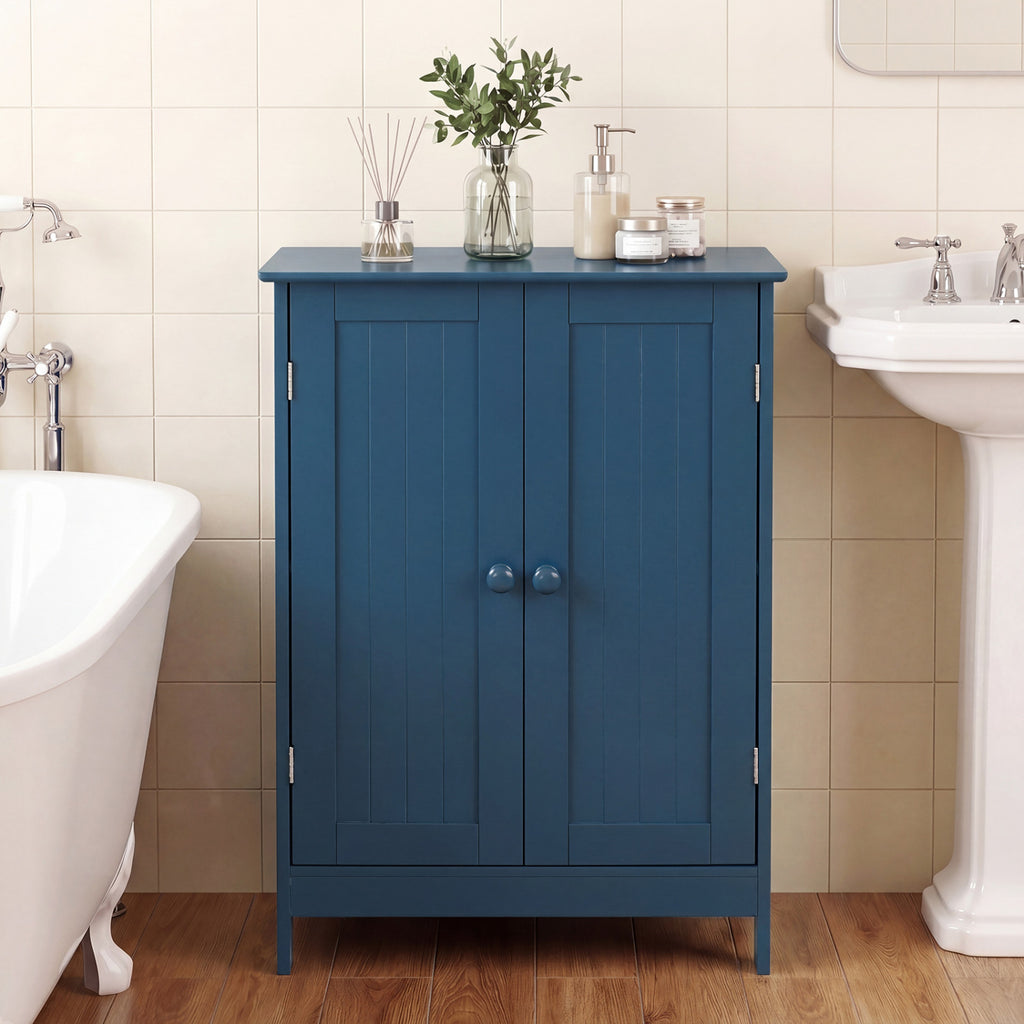 2-Door Freestanding Wooden Bathroom Cabinet with Adjustable Shelf