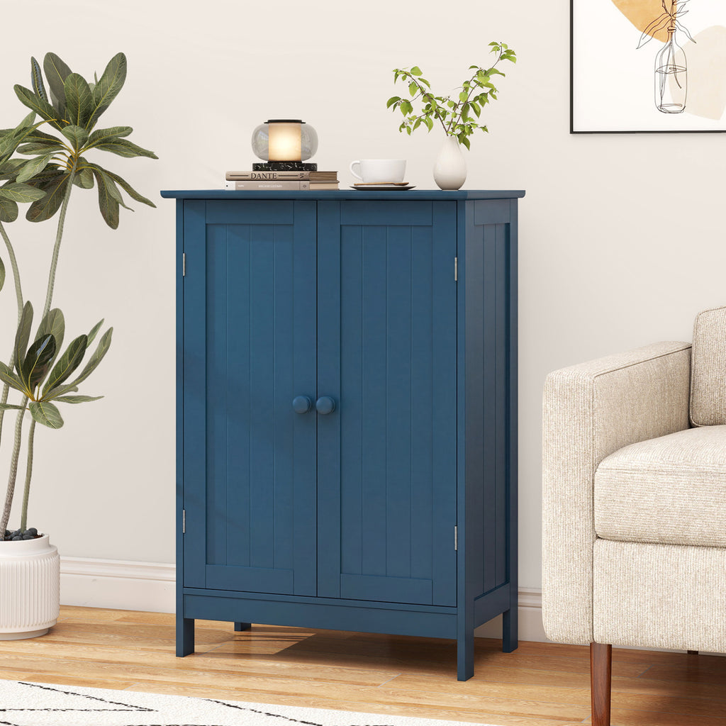 2-Door Freestanding Wooden Bathroom Cabinet with Adjustable Shelf