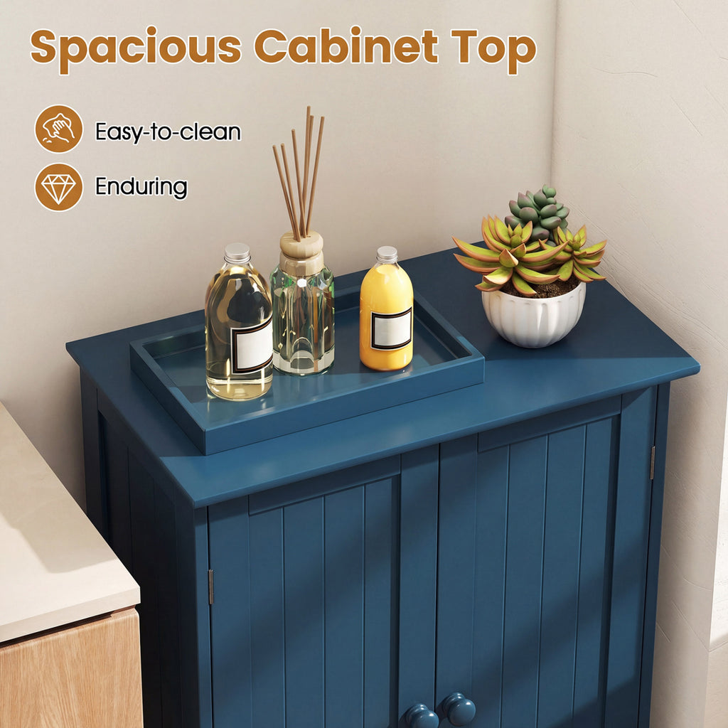 2-Door Freestanding Wooden Bathroom Cabinet with Adjustable Shelf
