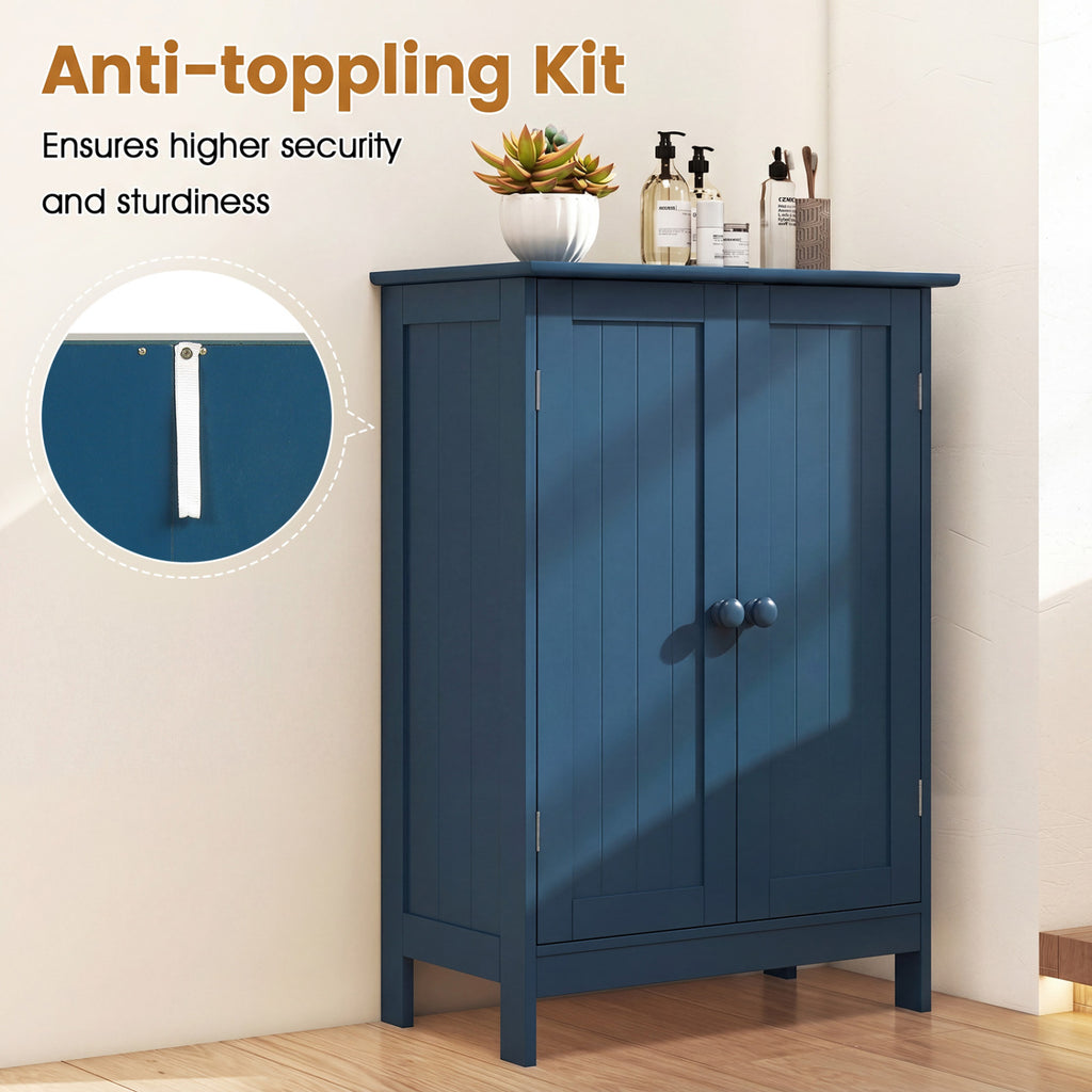 2-Door Freestanding Wooden Bathroom Cabinet with Adjustable Shelf