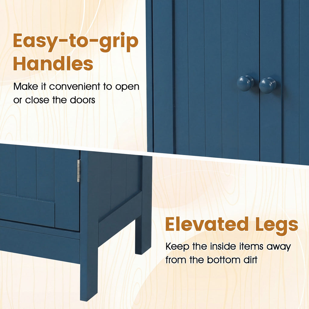 2-Door Freestanding Wooden Bathroom Cabinet with Adjustable Shelf