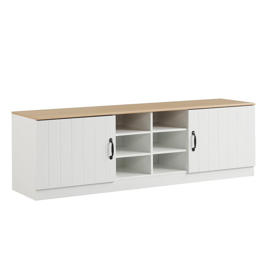 Shoe Storage Bench with 2 Flip Drawers & Adjustable Shelves - White