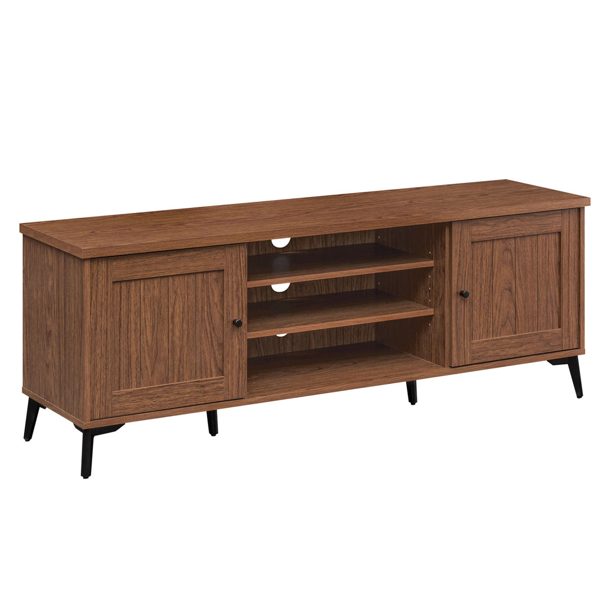 2-Door Mid Century Modern TV Stand for 65 Inch TVs - Brown