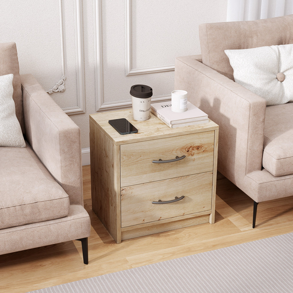 2 Drawer Nightstand with Storage - Oak
